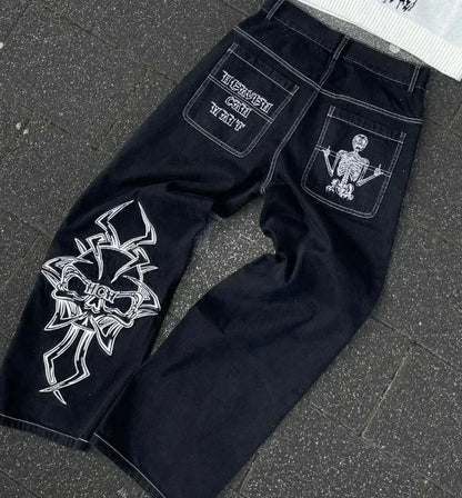 2023 jeans Y2K oversized letter printed denim trousers for men and women street retro loose gothic wide leg straight pants