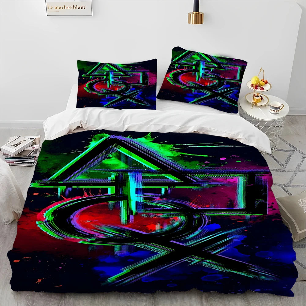 Cartoon Gamer Game Controller Comforter Bedding Set,Duvet Cover Bed Set Quilt Cover Pillowcase,King Queen Size Bedding Set Child