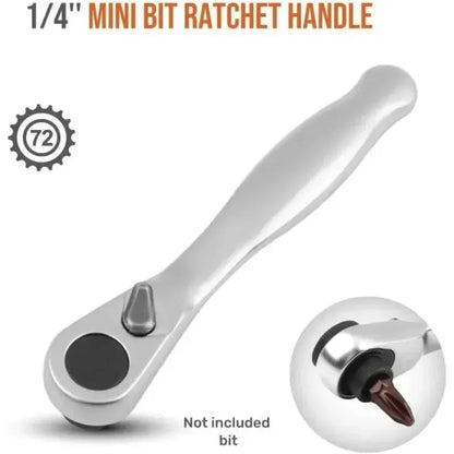 Ratchet Wrench - 1/4 Drive Ratchet Handle with 72 Teeth Quick Release, Screwdriver Bits Hand Tool for Auto Motorcycle Repair