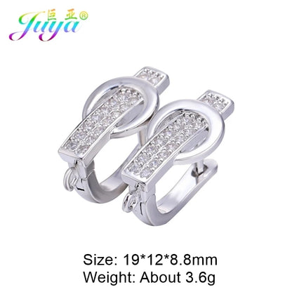 Juya 18K Gold Silver Plated Fastener Bales Fixture Earring Hook Locks For DIY Women Fashion Crystal Agate Charms Earrings Making