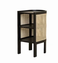 JOYLIVE Modern Minimalist Style Creative Home Homestay Hotel Bedroom Solid Wood Rattan Bedside Table Edge Cabinet Drop-shipping