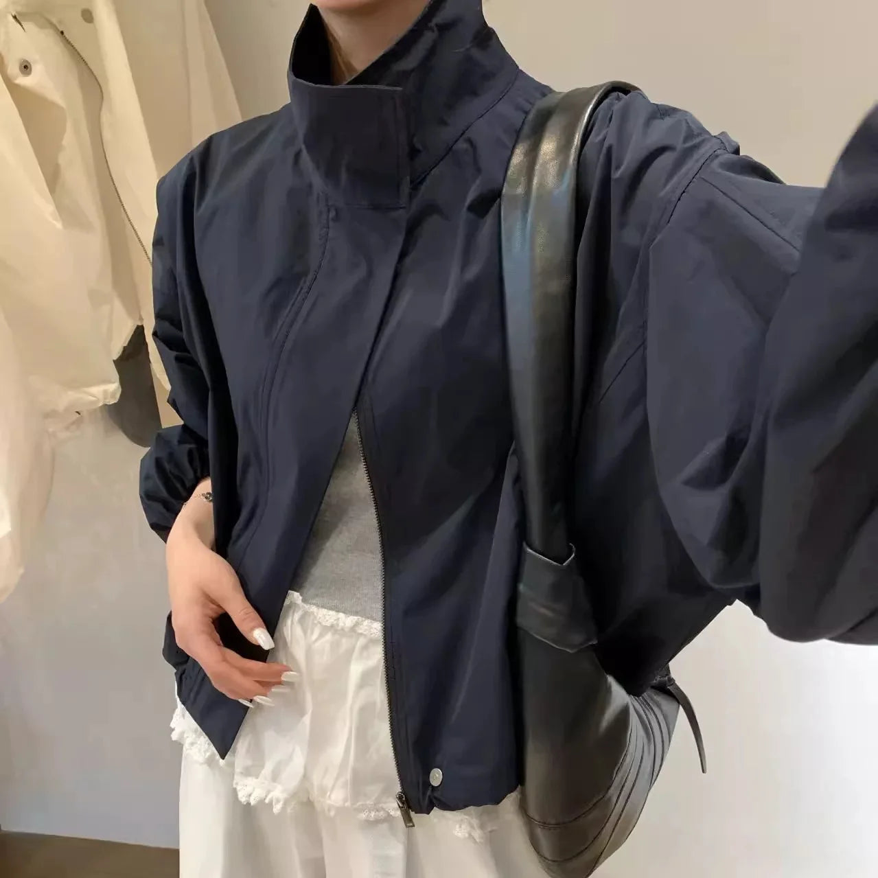 Loose Casual Women's ort Jaet Spring Summer New Sle Windbreaker Outerwear Sun Protection Zipper Design Commute Sle