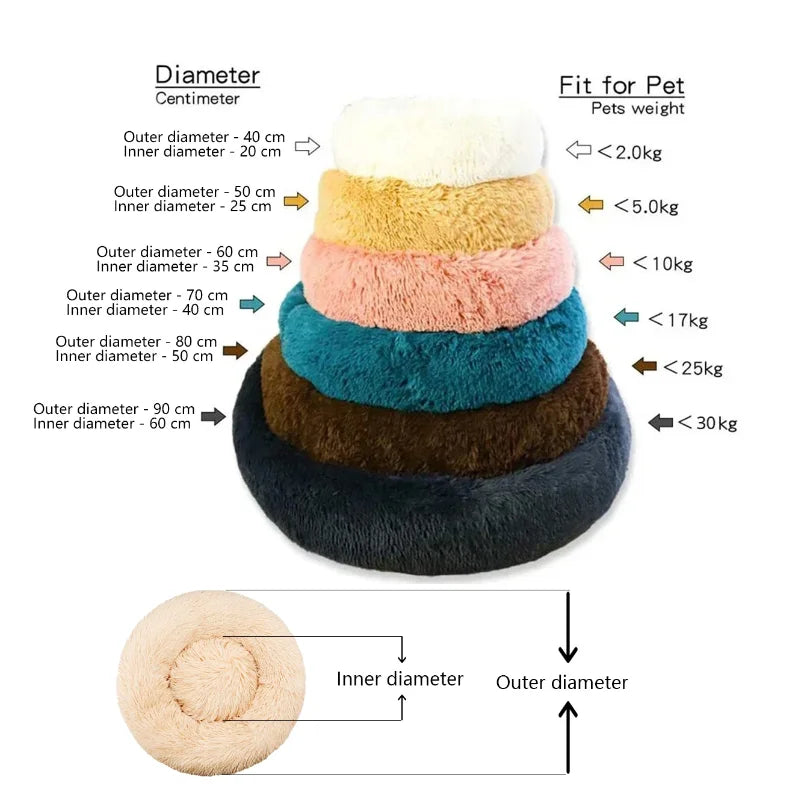 40cm Round Pet Bed for Large Dog Bed Super Soft Cat Bed Plush Dog House for Medium Dog House Winter Warm Sleeping