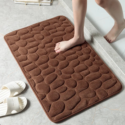 Non-slip Carpets Bathroom Mat Cobblestone Embossed Bathtub Side Floor Rug Shower Room Doormat Memory Foam Foot Mat