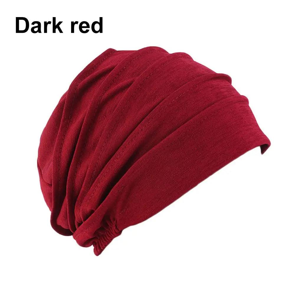 Women Elastic Turban Beanie Soft Cotton Bonnet Muslim Hijabs Head Wrap Chemo Hat