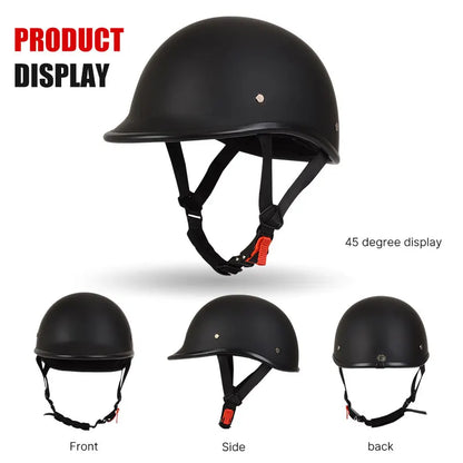 Motorcycle Half Helmet Beanie Retro Open Face Helmet Skull Cap DOT Certified Lightest Low Profile Street ATV Moped Helmet