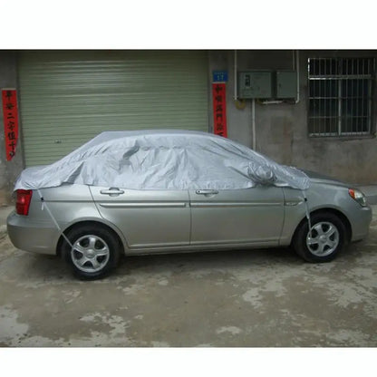 Car Cover Prevent Heat Cold Sun Rain Snow Half Auto Cover For Saloon Hatchback Pickup PVC Coating Cover L XL Optional