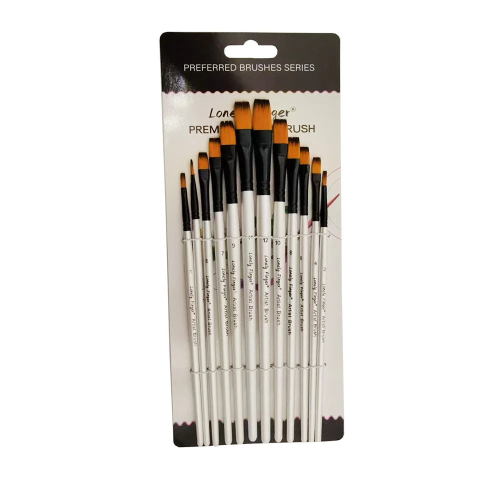 12/48pcs Acrylic Paint Brushes, Professional Synthetic Bristles Paint Brush Set Flat, Filbert,  Round, Angle Paint Brushes
