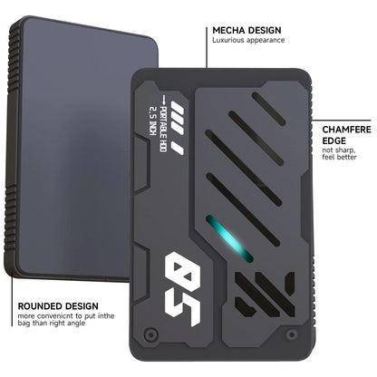 2.5 inch Mecha Style RGB Portable External Hard Drive 160G 250G 320G 500G 750G 1TB USB 3.0 for PC PS4 PS5 Mobile Phone Laptop