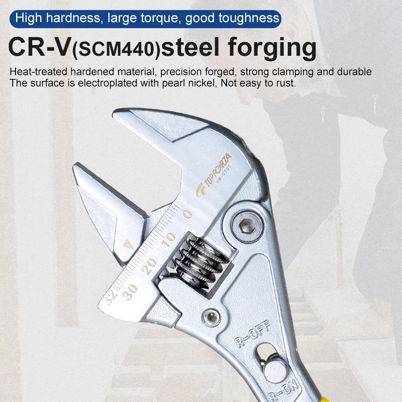 Adjustable wrench 8 '' ratchet wrench household multifunctional adjustable wrench 0-32mm large opening for DIY Repair Home Use