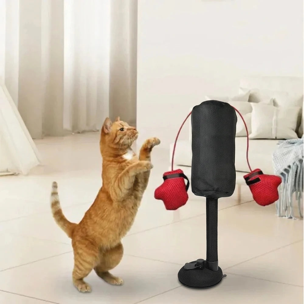 Interactive Cat Boxing Toy Durable Self-Standing Cat Punching Bag Stress Relief Scratch Trainer Play Gym for Kittens