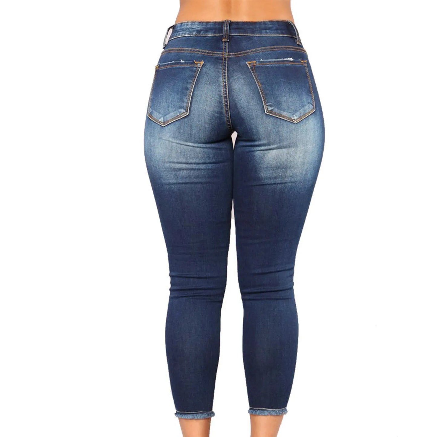 Y2k Vintage High Waisted Blue Washed And Distressed Jeans Fashion Hole Slim Stretch Pants Casual Classic Trousers New Jeans 2024