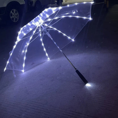 Holiday Party Supplies Luminous White Umbrella Wedding Decorative Props Christmas LED Light Umbrella Glowing For Night Party