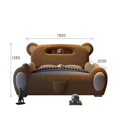 Kid Parapet Beds New Bear Design Bed Cute Double Boy Girl Baby Bed With Stairs Slide Storage Child Bedroom Furniture Wholesale