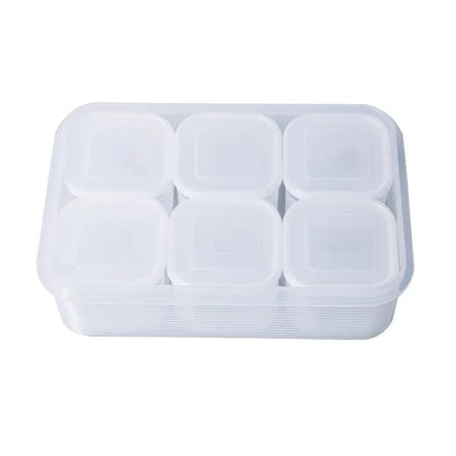 Food Storage Container 6 Grids Vegetable Fruit Fresh-keeping Box with Lid for Refrigerator Kitchen Spice Seasoning Storage Jar