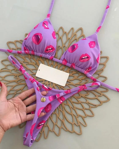Sexy Leopard Print Bandage Bikini Set Triangle Swimsuit Push Up Swimsuit Beach Tie Bikini Set Summer Beach Outfit Thong Swimsuit