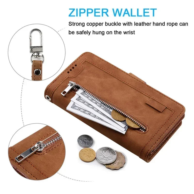 Zipper Wallet Leather Case For Xiaomi 14 13 12T 12S 11T Pro 12 Lite Case For Xiaomi 13T Pro Mi 11 Ultra 12X 10 T Pro Flip Cover