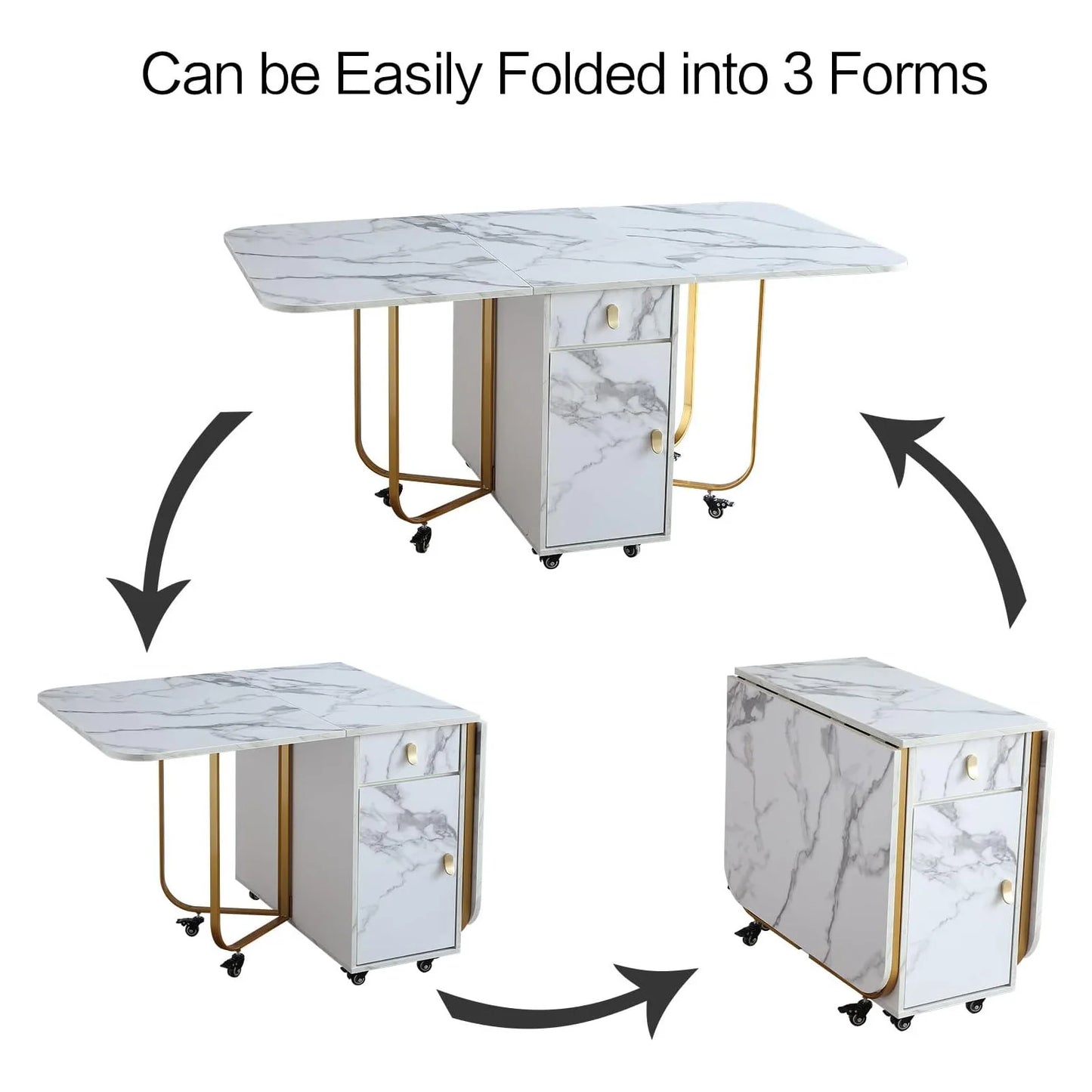 Movable Multifunctional Folding Dining Table Household Small Household Table Suitable For Dining, Studying, Office, Etc.