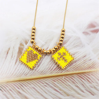 ZHONGVI Scapular Necklace Miyuki Heart Cross Adjustable Necklace Lady Necklace Stainless Steel Bead Necklace Jewelry
