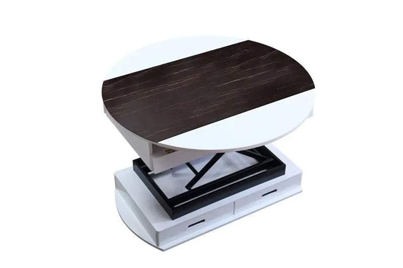 Creative Multi-Functional Coffee Table Dual-Use Electric Lifting Small Apartment Collapsible Square round Table Glass Tea Table