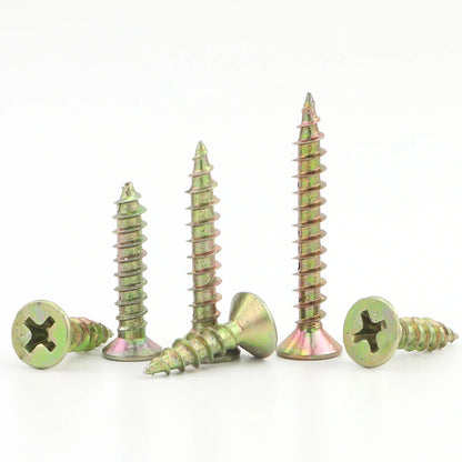 JUIDINTO 15-30pcs Wood Screws Fiberboard Screw Nails M3.5 M4 M5 Yellow Zinc Self Tapping Wood Screw For Cabinet Chipboard Screw