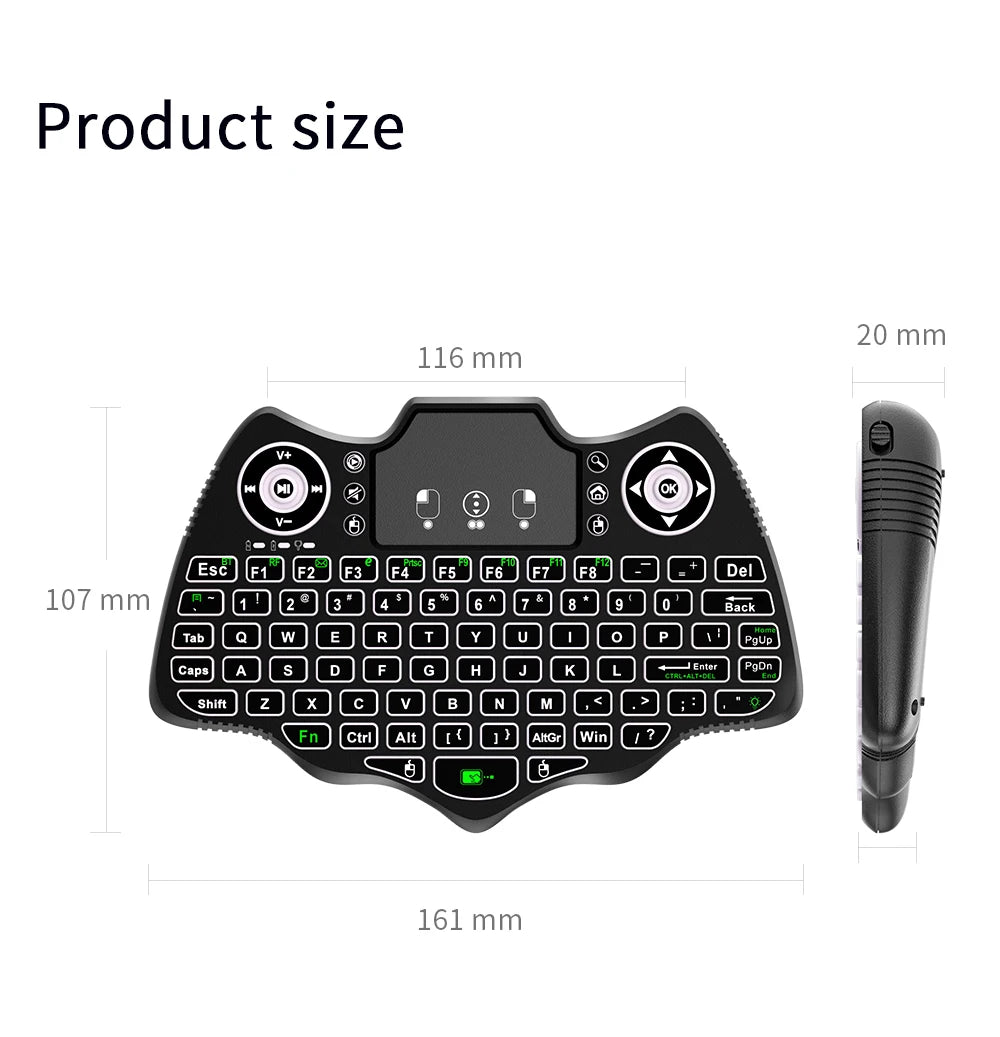 MRSVI V18 Mini Wireless Keyboard 2.4G BT Touch 7 Color Backlit French Spanish Russian Air Mouse Keyboard Gift for Android TV Box
