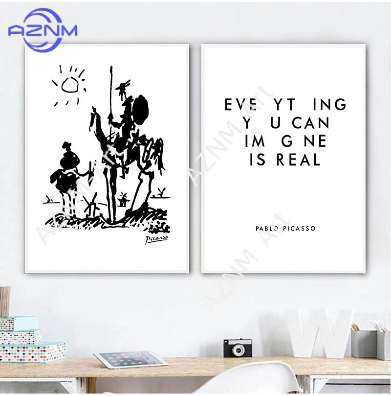 Everyhing you can image is real Pablo Picasso Art Paintings Canvas Print , Don Quixote Poster Painting Wall Picture Home Decor