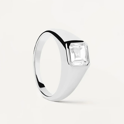 DPLAOPA 925 Sterling Silver Gold Thick Band Big CZ Zircon Size Ring Women Luxury Fine Jewelry 2023 Fine Jewelry Crystal