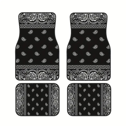 4Pcs Durable Bohemian Car Floor Mats Anti-slip Dirty Resistant Persian Carpet Car Decoration Heavy Duty Car Floor Protector Rugs