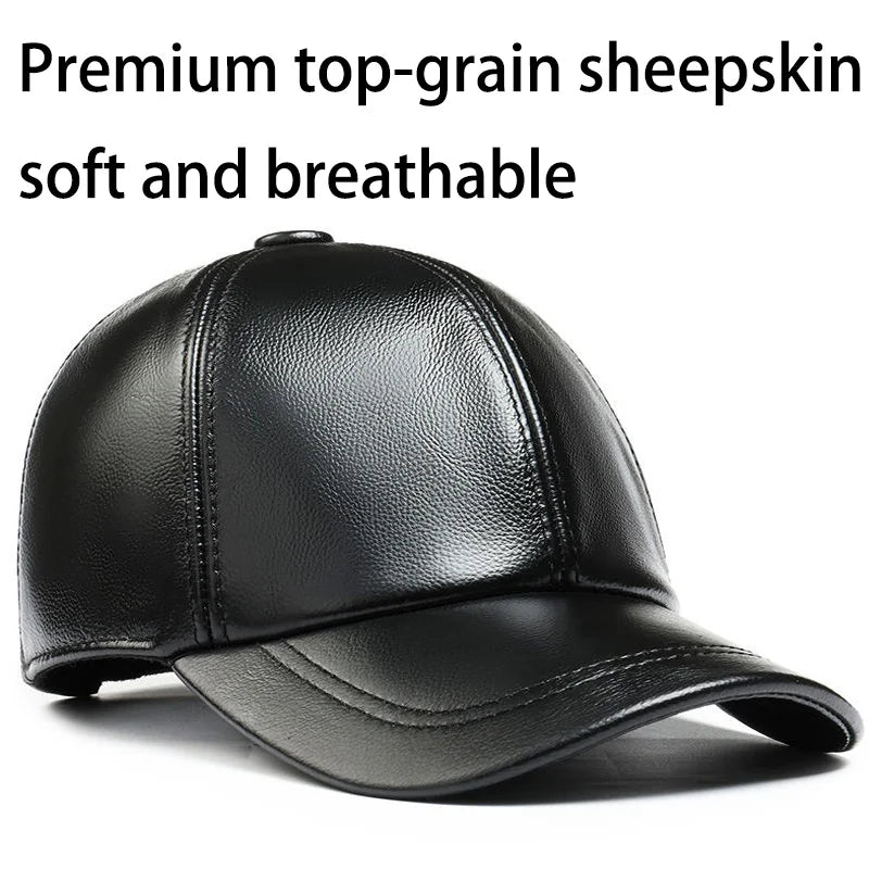 Leather Hats for Men Adjustable Head Circumference Thin Spring Autumn Style Middle-Aged And Elderly Caps