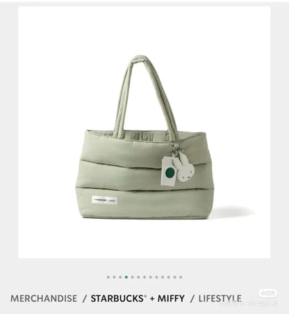 Kawaii Miffy Down Tote Bag Preppy High Capacity One Shoulder Laptop Cute School Bag Christmas Gift Toys
