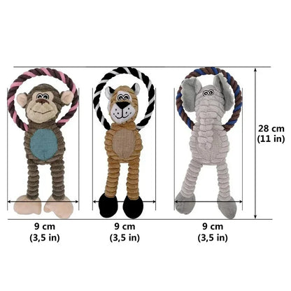 Dog Plush Toy Pet Squeaky Animals Stuffed Toy Bite-Resistant Teeth Cleaning Chew Toy Interactive Companion Toys Pet Supplies