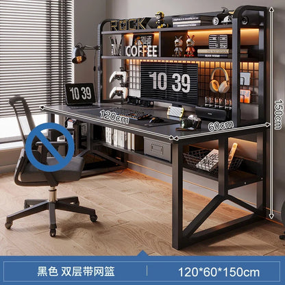 Storage Desktop Gaming Table European Wooden Computer Desks Home Office Furniture Student Writing Desk Integrated Desk Bookshelf