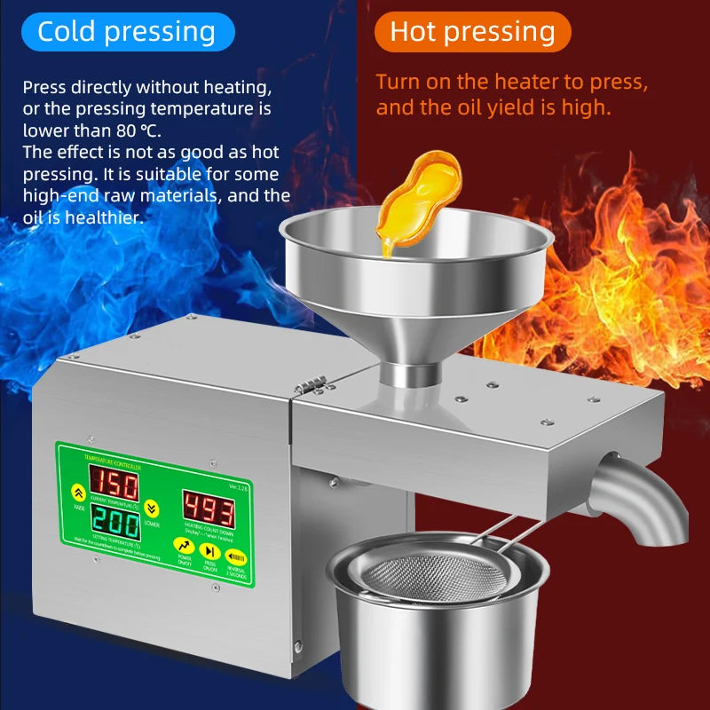 DIVEDEER Oil Press Machine Peanut Sesame Walnut Soybean Automatic Multifunction Intelligent Oil Press Machine Hot and Cold R3S