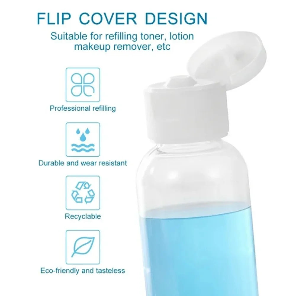 50pcs 20/30/50/60/80/100ml Plastic Squeeze Bottle with Flip Cap PET Lotion Shampoo Bottle Empty Cosmetic Sample Container Travel