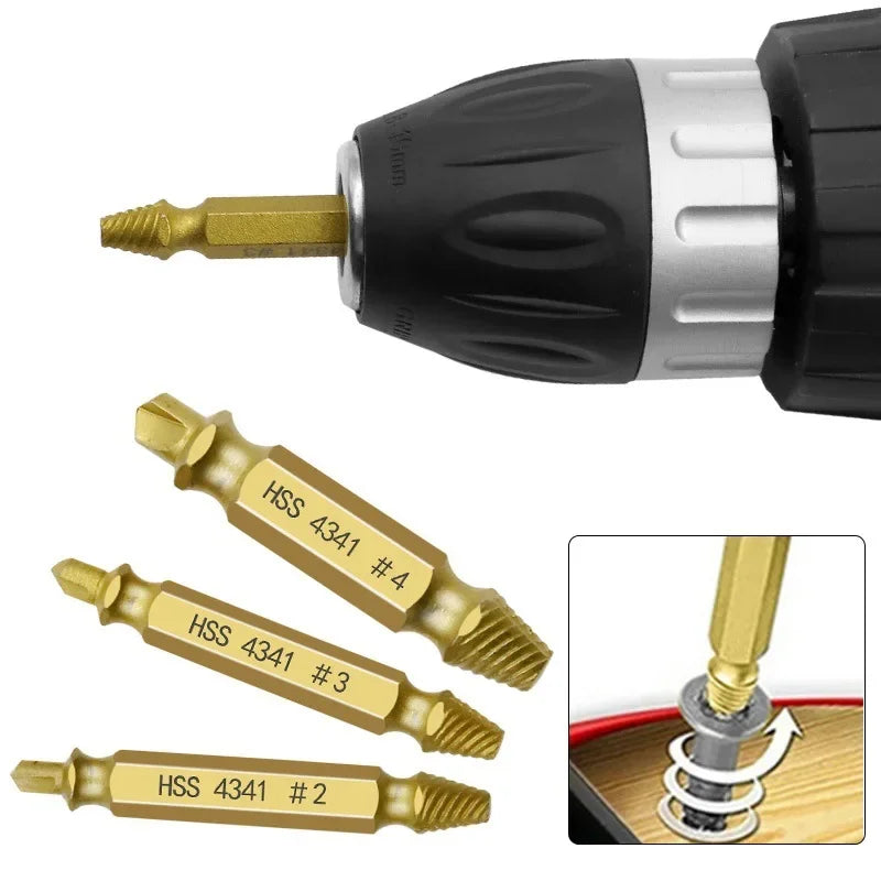 Screw Extractor Drill Bit Damaged Stripped Broken Screw Bolt Remover Extractor Easily Take Out Demolition Tools 4PCS Set