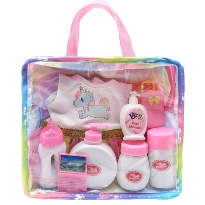 Baby Doll Feeding Bottle Set Baby Care Toy Stroller 2pcs Milk And Juice Bottles With Toy Pacifier Baby Doll Accessories
