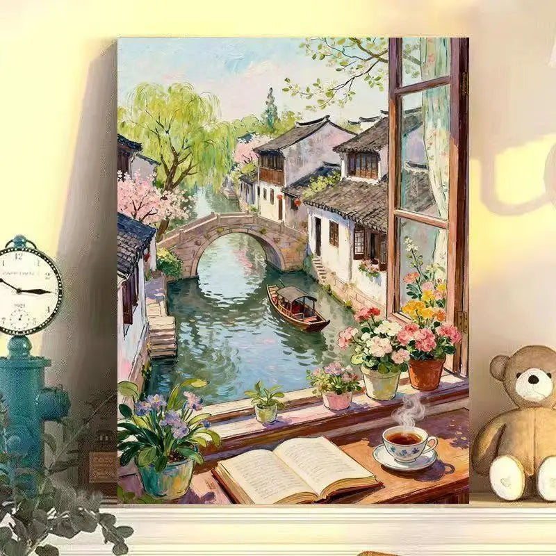  DIY Oil Painting By Number Ancient scenery Landscape  Paint By Number Oil Handpainted Acrylic Unique Gift Wall Art Home Decor