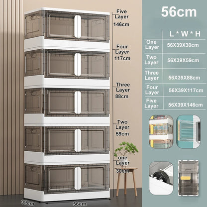 Folding Storage Box Magnetic Plastic Bins Sundries Storage Container Home Closet Organizer Shoe Clothes Foldable Cabinet Box