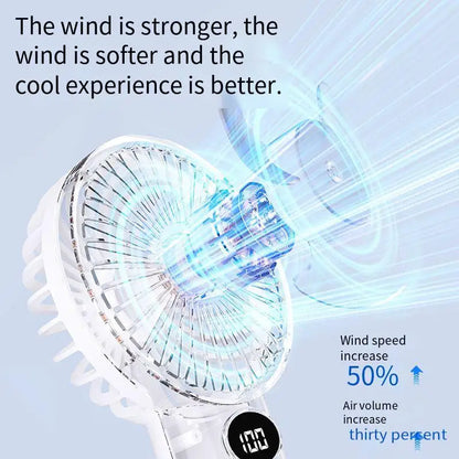 Portable Handheld Small Fan LCD Display with 6-Speed Wind Power Handheld/Vertical Multi-Purpose Small Fan