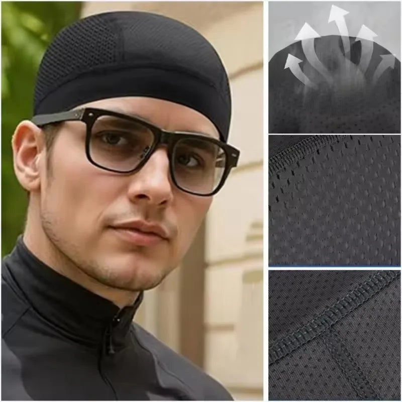 Motorcycle Helmet Cap: Outdoor Cycling and Mountain Biking Cap, Sweat-Wicking and Breathable Mesh Head Cover