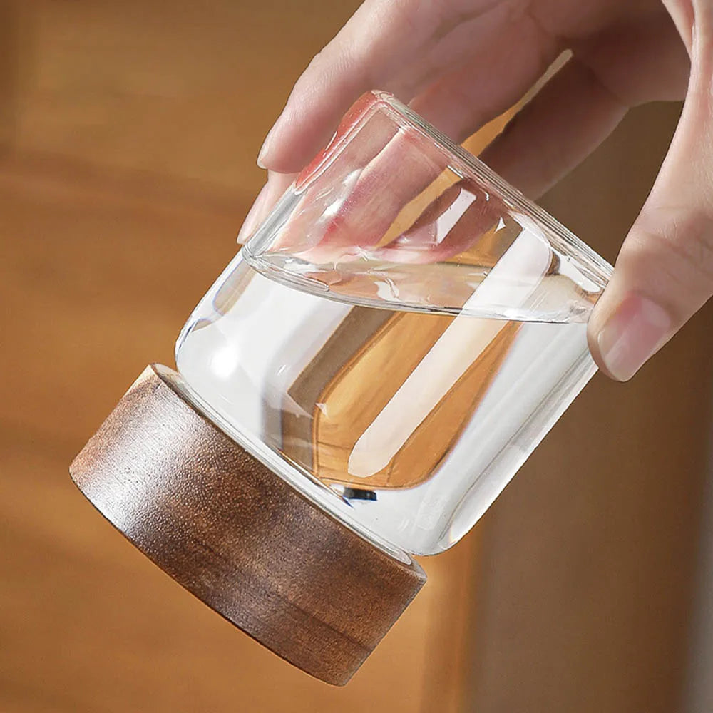 High Borosilicate Glass With Lids Storage Tank Acacia Wood Miscellaneous Grain Sealed Can Storage Pots Split Bottle Spice Jars