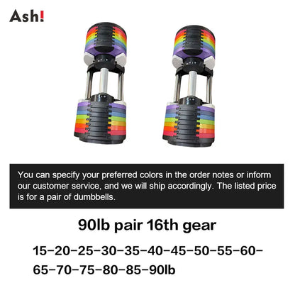 Multi-Color Adjustable Dumbbell Set, 2KG(5LB) or 4KG(9LB) Increment, Up to 50KG(110LB), Fast Adjustable Dumbbells for Home Gym