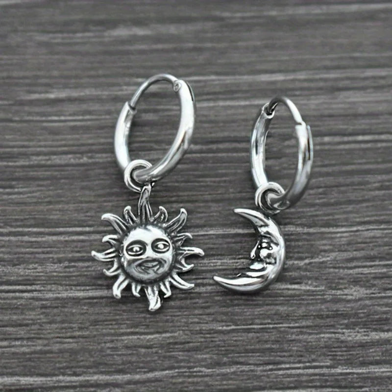 Sun and Moon Hoop Earrings, Sun Hoop Earrings, Hoop Earrings, Gothic Jewelry, Celestial Jewelry , Moon Earrings