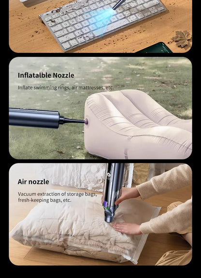 Cafele 15000Pa Wireless Vacuum Cleaner Portable Air Pump Vacuum Sealer Powerful Air Blower 4-in-1 For Car Home Office PC Clean