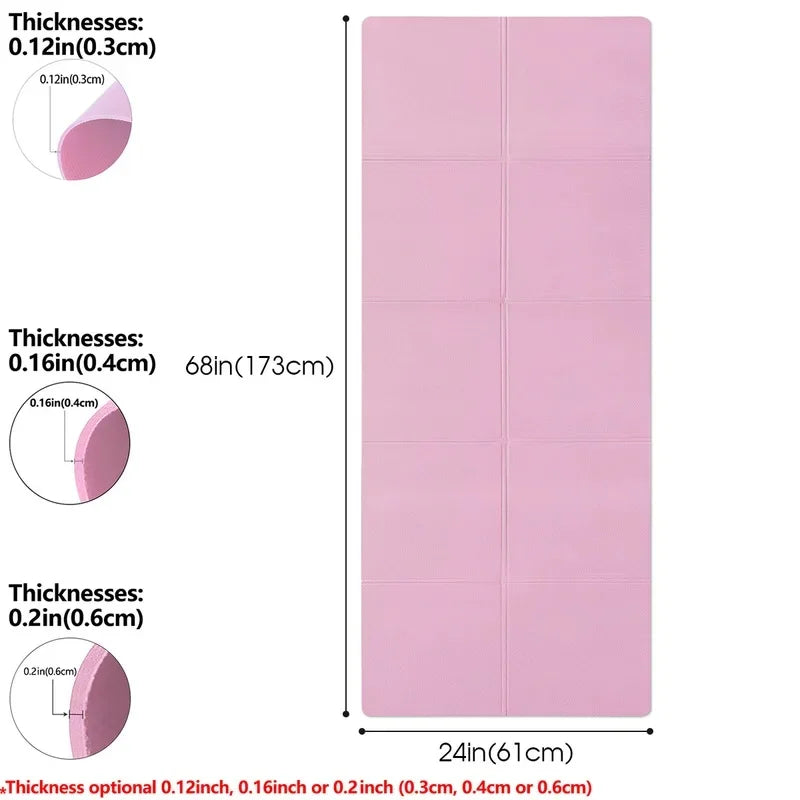 4 mm Anti-Slip Yoga M4mm Anti‑Slip Yoga Mat Portable Fitnesat Portable Fitness Workout Mat For Pilates Home Gym Ladies Exercise