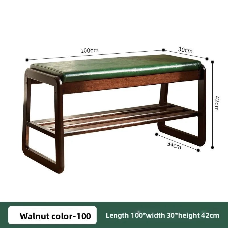 Household solid wood shoe changing stool, solid wood shoe cabinet, sponge pad, leather soft bag stool, shoe wearing stool