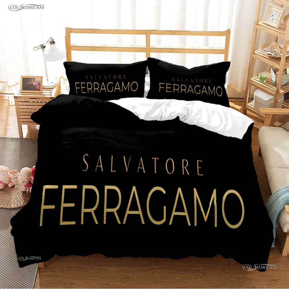 Fshion Luxury Brand Casal All Season Duvet Cover Comforter Bedding Set Soft Quilt Cover and Pillowcases Single/Double/Queen/King