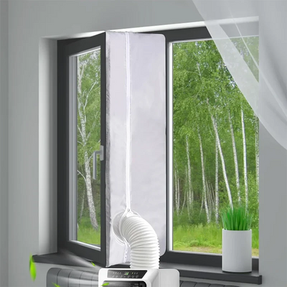 Air Lock Window Seal for Portable Air Conditioner, 3/4/5M Flexible Cloth Sealing Plate Window Seal with Zip and Adhesive Fast