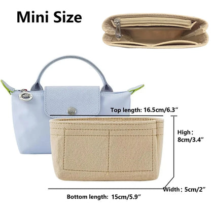 Bag Organizer for Longchamp Small Tote Bag Timid Bags Storage & Finishing Inner Liner Handbags Insert Organizer Fit Mini Size